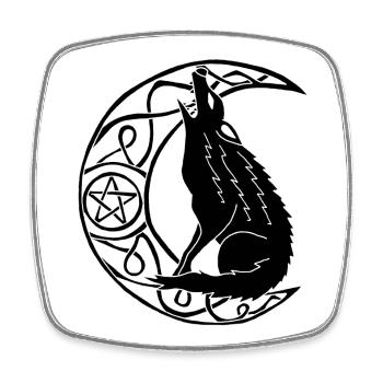 Howling of the Black Wolf - Square fridge magnet - white - Front