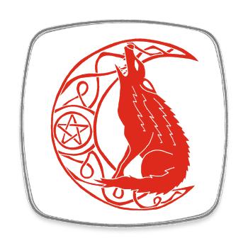 Hurlement du loup rouge - Magnet carré - blanc - Devant