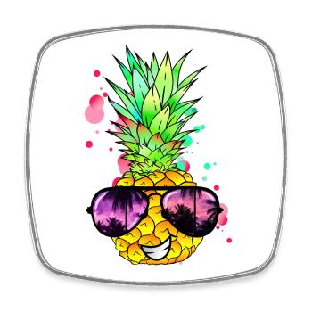 Ananas cool bunt spritzig - Viereckiger Kühlschrankmagnet - Weiß - Vorne