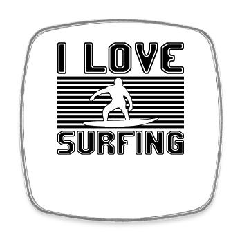 J’adore surfer - Magnet carré - blanc - Devant
