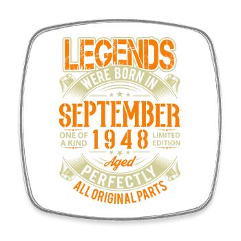 1948 September Birthday Legend - Square fridge magnet - white - Front