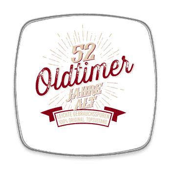 52. Geburtstag Oldtimer - Viereckiger Kühlschrankmagnet - Weiß - Vorne