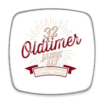 32. Geburtstag Oldtimer - Viereckiger Kühlschrankmagnet - Weiß - Vorne