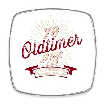 78. Geburtstag Oldtimer - Viereckiger Kühlschrankmagnet - Weiß - Vorne