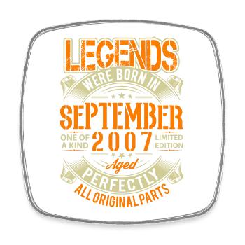 2007 September Birthday Legend - Square fridge magnet - white - Front