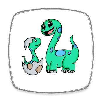 Dinosaurier mit Baby Dinosaurier - Viereckiger Kühlschrankmagnet - Weiß - Vorne