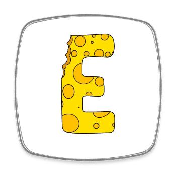 Buchstabe E - Viereckiger Kühlschrankmagnet - Weiß - Vorne