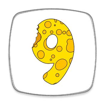 Number 9 Digit Cheese - Square fridge magnet - white - Front