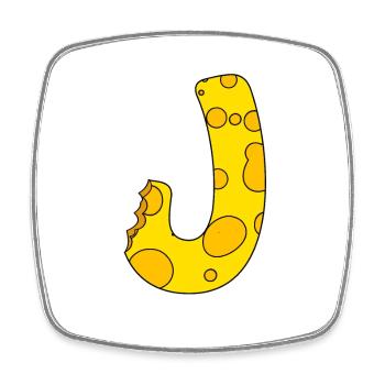 Letter J - Square fridge magnet - white - Front