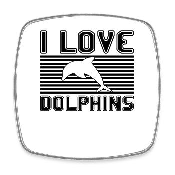 I love dolphins - Viereckiger Kühlschrankmagnet - Weiß - Vorne