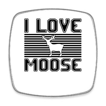 I love moose - Viereckiger Kühlschrankmagnet - Weiß - Vorne
