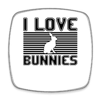 J’adore les lapins - Magnet carré - blanc - Devant