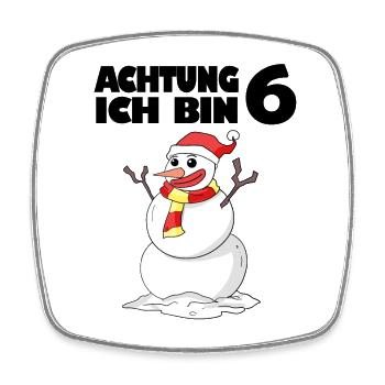 6.Geburtstag Schneemann 6 Jahre Geschenk - Viereckiger Kühlschrankmagnet - Weiß - Vorne