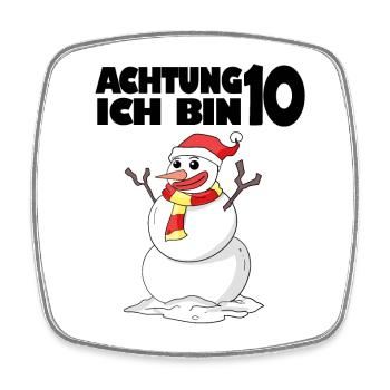 10.Geburtstag Schneemann 10 Jahre Geschenk - Viereckiger Kühlschrankmagnet - Weiß - Vorne