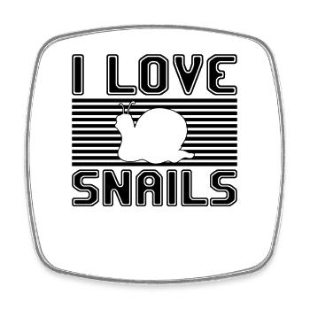 I love snails - Square fridge magnet - white - Front