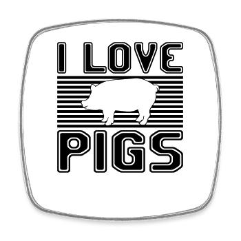 I love pigs - Viereckiger Kühlschrankmagnet - Weiß - Vorne