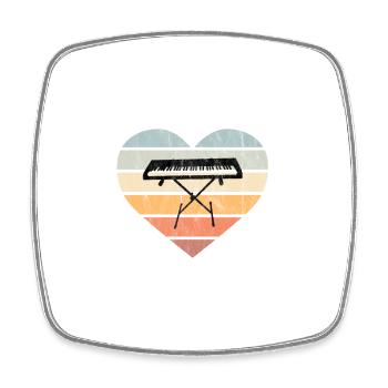 Ich liebe Keyboard und Synthie Retro Herz - Viereckiger Kühlschrankmagnet - Weiß - Vorne