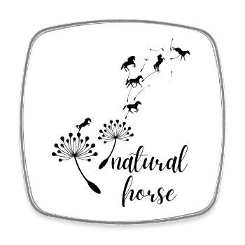 Natural Horse mit Blumen - Viereckiger Kühlschrankmagnet - Weiß - Vorne