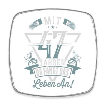 47. Geburtstag Da Fängt Das Leben An - Viereckiger Kühlschrankmagnet - Weiß - Vorne