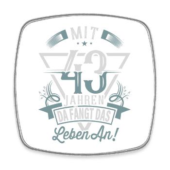 43. Geburtstag Da Fängt Das Leben An - Viereckiger Kühlschrankmagnet - Weiß - Vorne