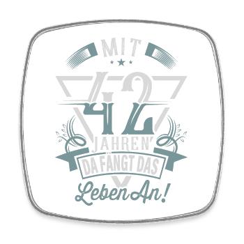 42. Geburtstag Da Fängt Das Leben An - Viereckiger Kühlschrankmagnet - Weiß - Vorne