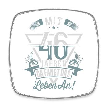 46. Geburtstag Da Fängt Das Leben An - Viereckiger Kühlschrankmagnet - Weiß - Vorne