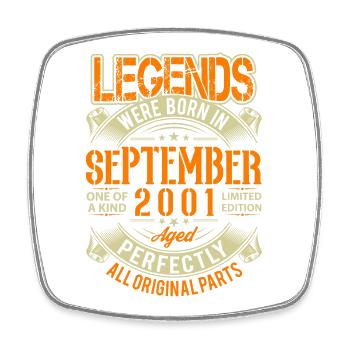 2001 September Birthday Legend - Square fridge magnet - white - Front