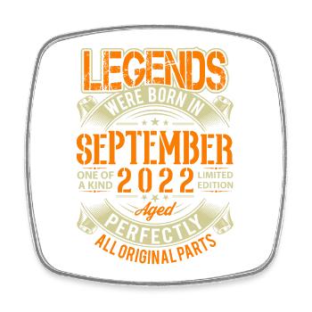2022 September Birthday Legend - Square fridge magnet - white - Front