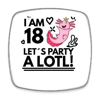18th birthday Axolotl I'm 18 - Square fridge magnet - white - Front