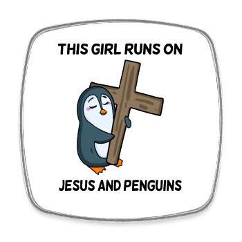 Pinguin und Christentum Kreuz Liebe Mädchen - Viereckiger Kühlschrankmagnet - Weiß - Vorne