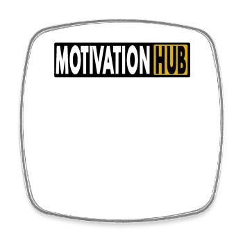 Motivation Hub Logo – Powerful Black & Yellow - Square fridge magnet - white - Front