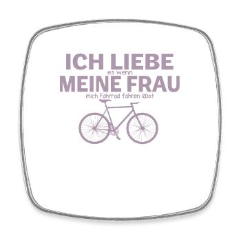 Fahrradfahrer ich liebe meine Frau - Viereckiger Kühlschrankmagnet - Weiß - Vorne