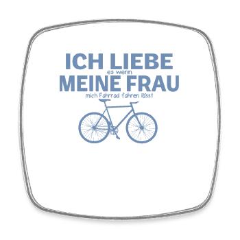 Fahrradfahrer ich liebe meine Frau - Viereckiger Kühlschrankmagnet - Weiß - Vorne
