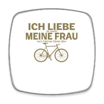 Fahrradfahrer ich liebe meine Frau - Viereckiger Kühlschrankmagnet - Weiß - Vorne