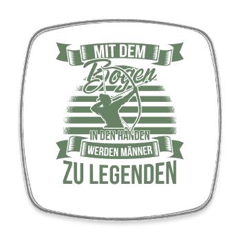Bogenschiessen mit dem Bogen in den Händen - Viereckiger Kühlschrankmagnet - Weiß - Vorne