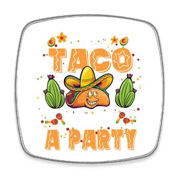 Let's Taco Bout A Party Taco Geburtstag - Viereckiger Kühlschrankmagnet - Weiß - Vorne