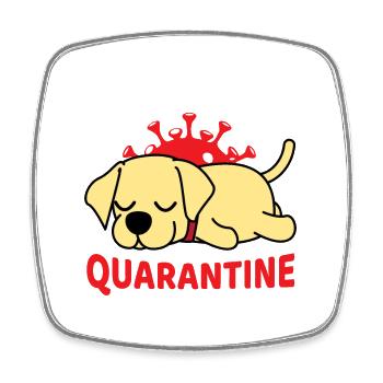 Cute dog with quarantine motif - Square fridge magnet - white - Front