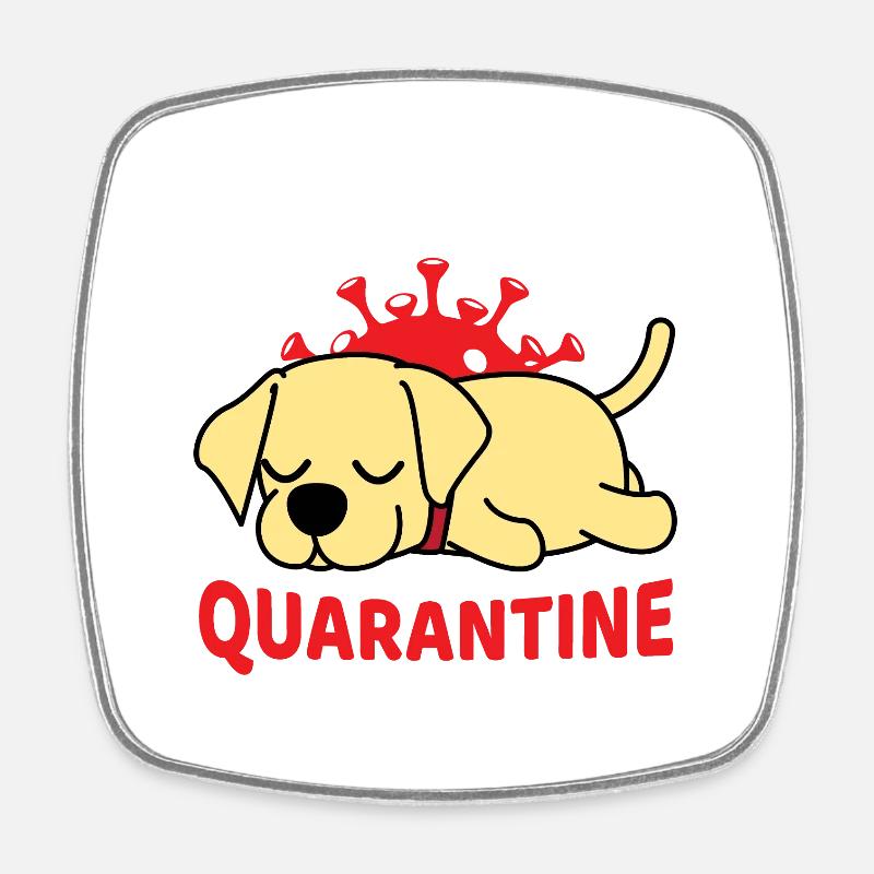 Cute dog with quarantine motif - Square fridge magnet - white
