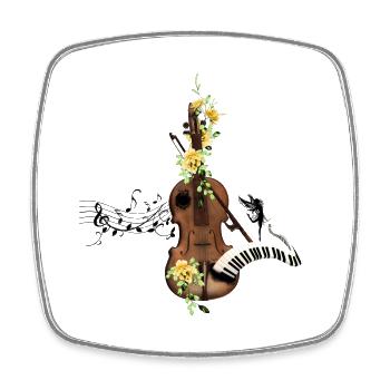 Wunderbare Geige mit Klavier und Blumen. - Viereckiger Kühlschrankmagnet - Weiß - Vorne