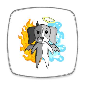 Dog Beagle - Ange et Diable - Magnet carré - blanc - Devant