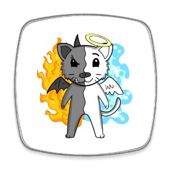 Cat Cat Breed Bombay - Ange et Diable - Magnet carré - blanc - Devant