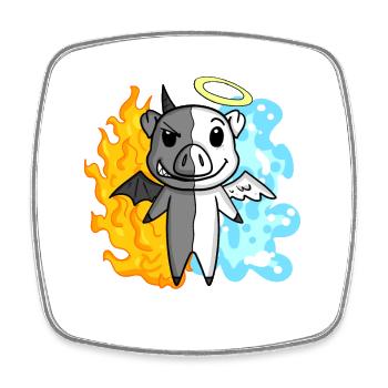 Pig - Angel and Devil - Square fridge magnet - white - Front
