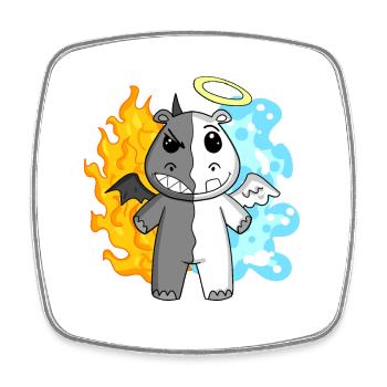Hippopotamus - Angel and Devil - Square fridge magnet - white - Front