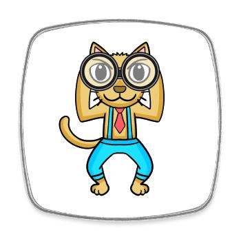 Télescope Astronomie Astronome Chat - Magnet carré - blanc - Devant