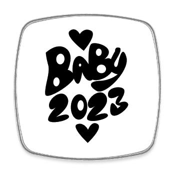 Baby 2023 - Neugeborenes 2023 Baby Geschenk - Viereckiger Kühlschrankmagnet - Weiß - Vorne