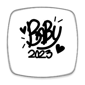Baby 2023 Schwanger Schwangerschaft - Viereckiger Kühlschrankmagnet - Weiß - Vorne