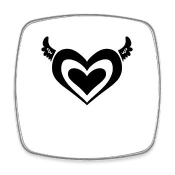 Symbole de l’aile de l’ange du cœur - Magnet carré - blanc - Devant