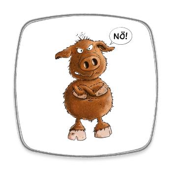 Nö Wildschwein I Statement Wildtiere - Viereckiger Kühlschrankmagnet - Weiß - Vorne