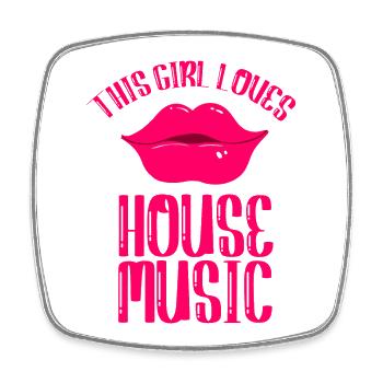 House Music EDM Girl - Square fridge magnet - white - Front