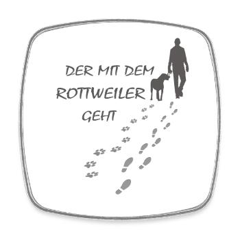 Rottweiler - Der mit dem Rottie geht - Gassi - Viereckiger Kühlschrankmagnet - Weiß - Vorne